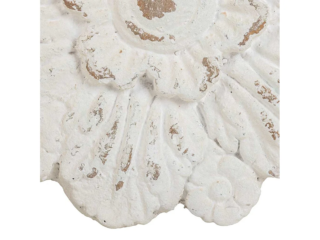 Weiß geschnitzte dekorative Holzplatte 41x8x41h cm