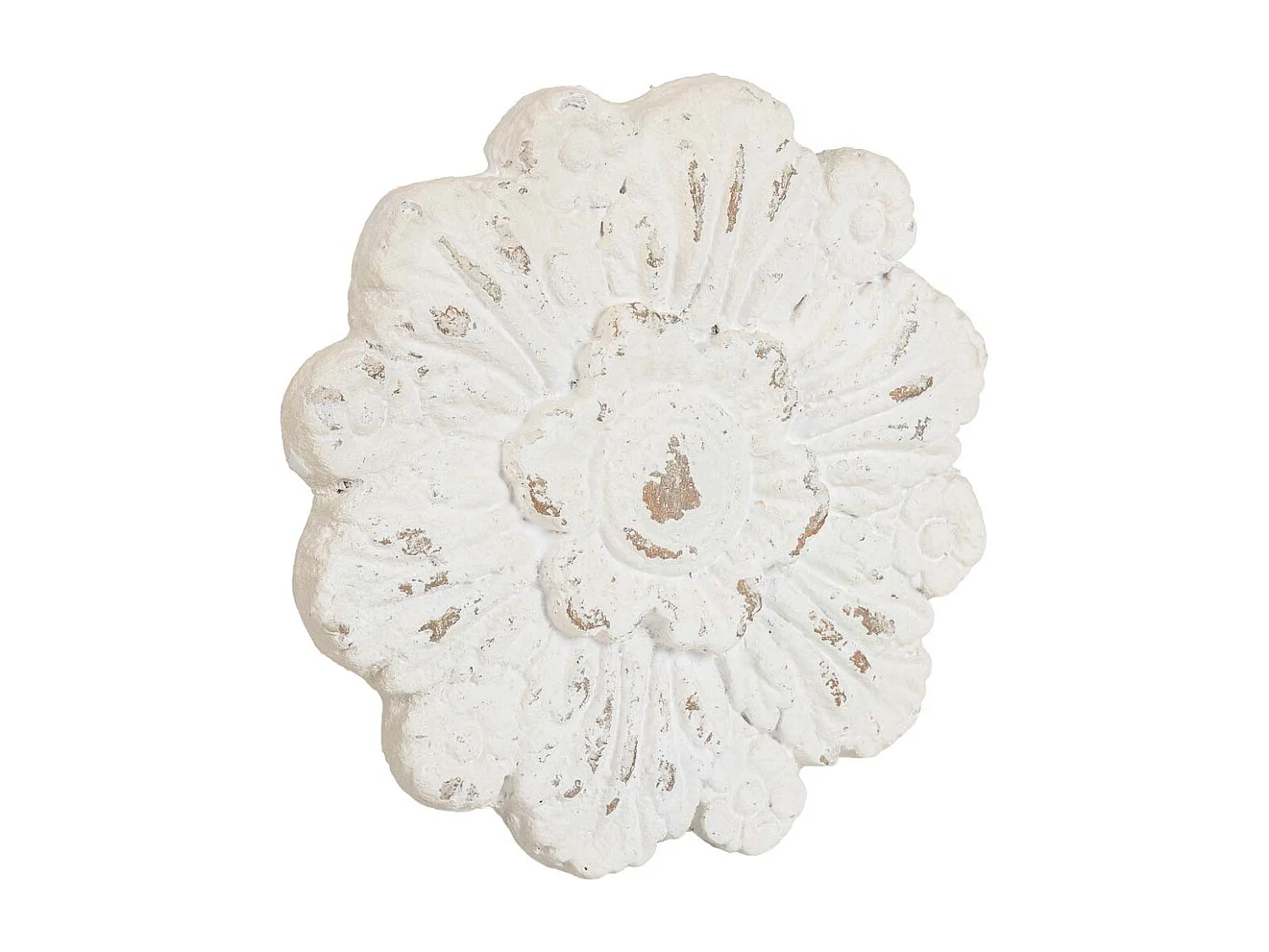 Weiß geschnitzte dekorative Holzplatte 41x8x41h cm