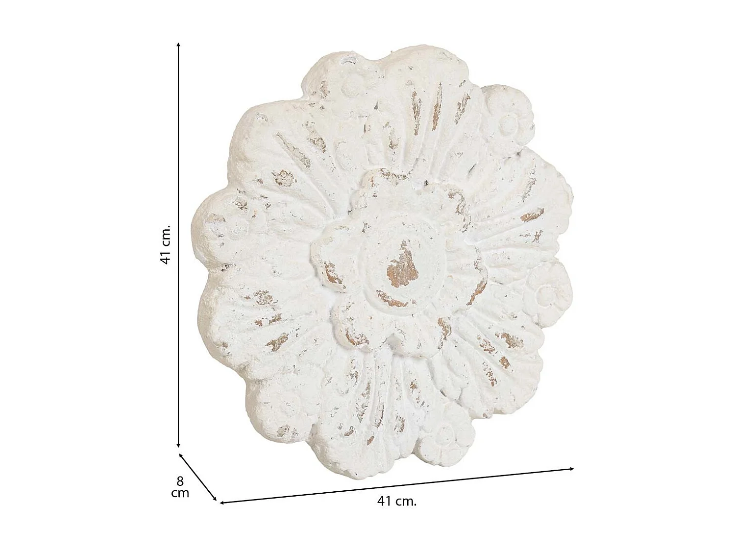 Weiß geschnitzte dekorative Holzplatte 41x8x41h cm