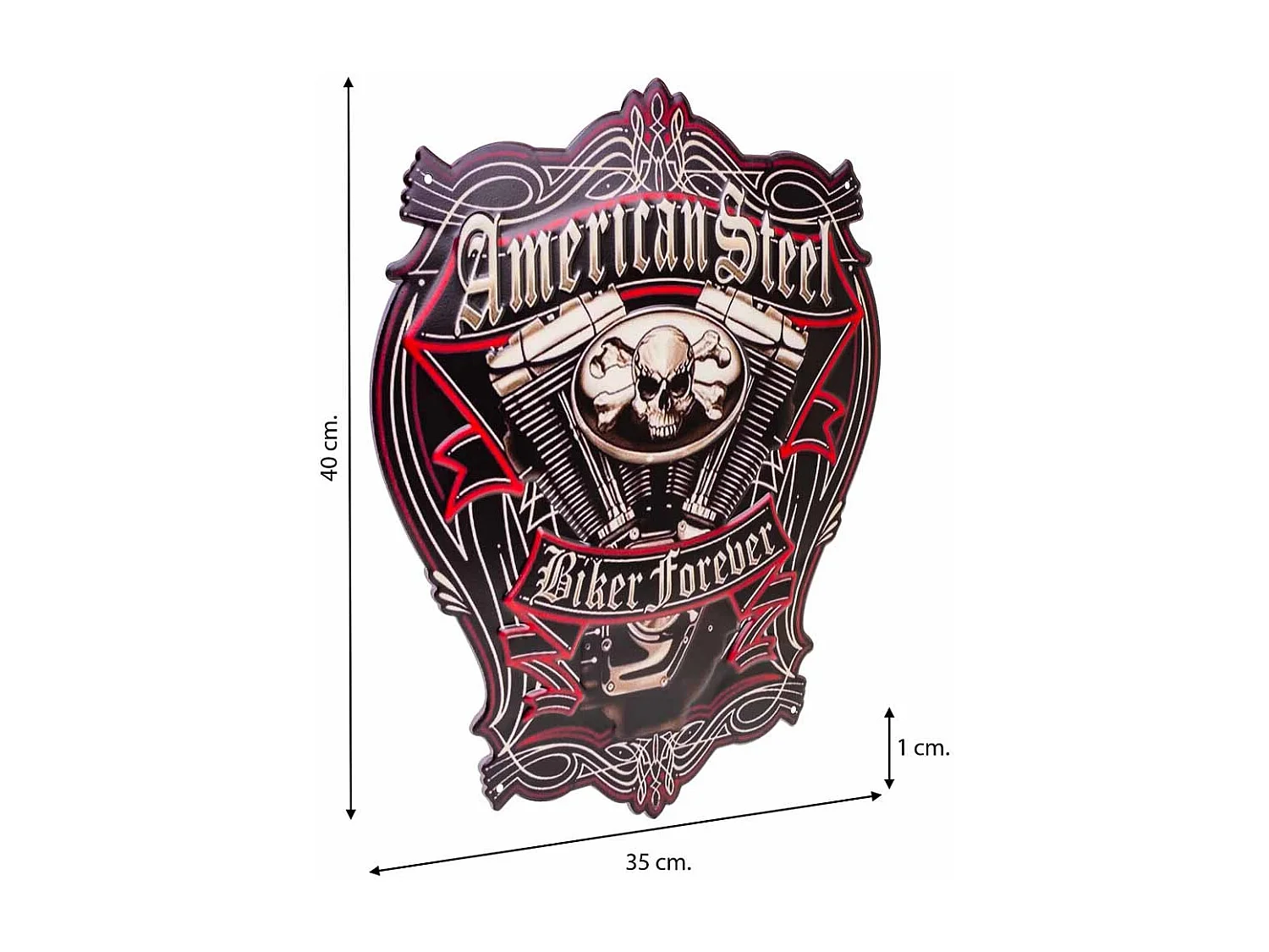 Placa de parede em metal preto 35x40x1