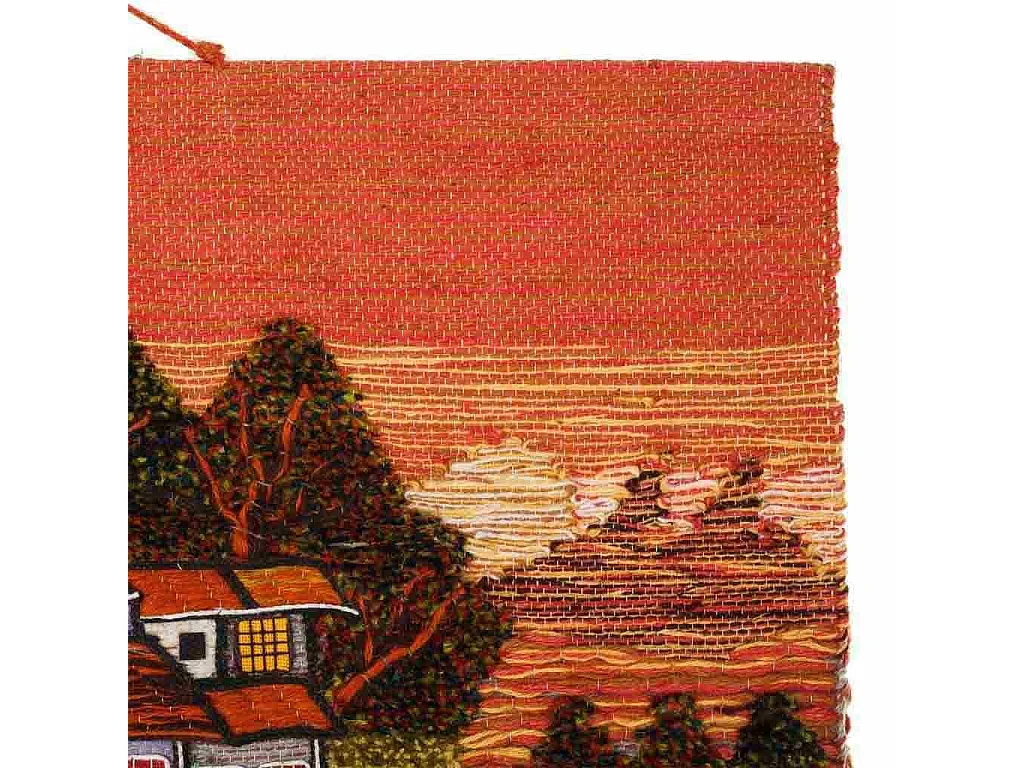 Tapeçaria decorativa de juta tecida 100x80cm