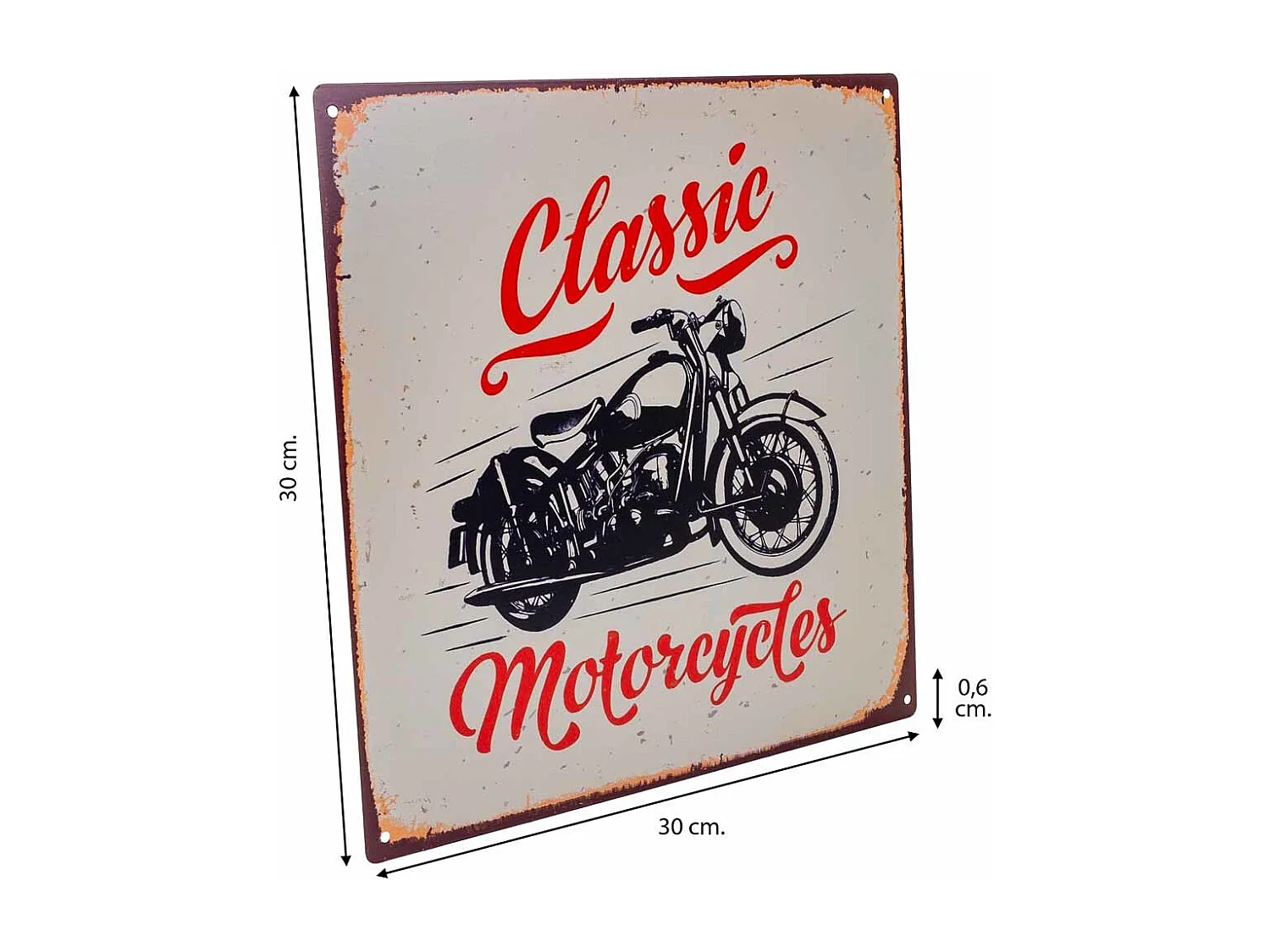 Placa de parede em metal branco 30x30x0,06