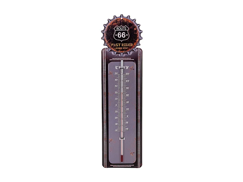 Wandthermometer aus schwarzem Metall, 47,5 x 15 x 1 h cm