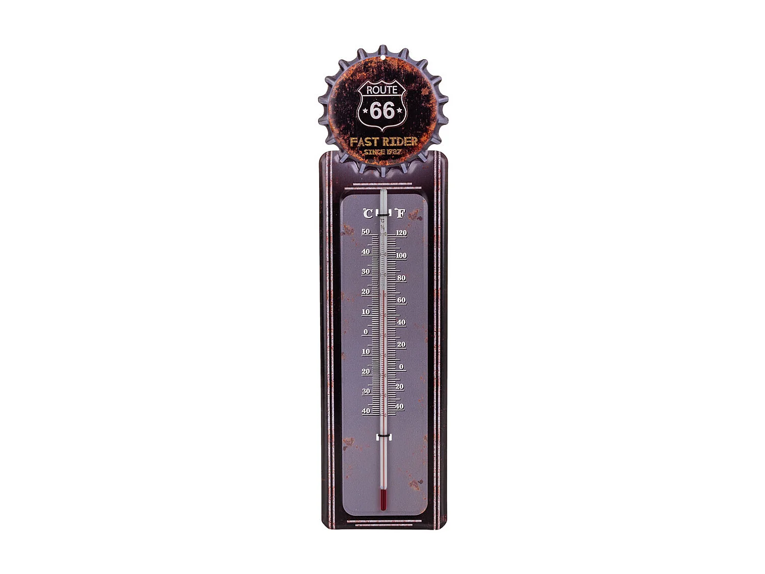 Wandthermometer aus schwarzem Metall, 47,5 x 15 x 1 h cm