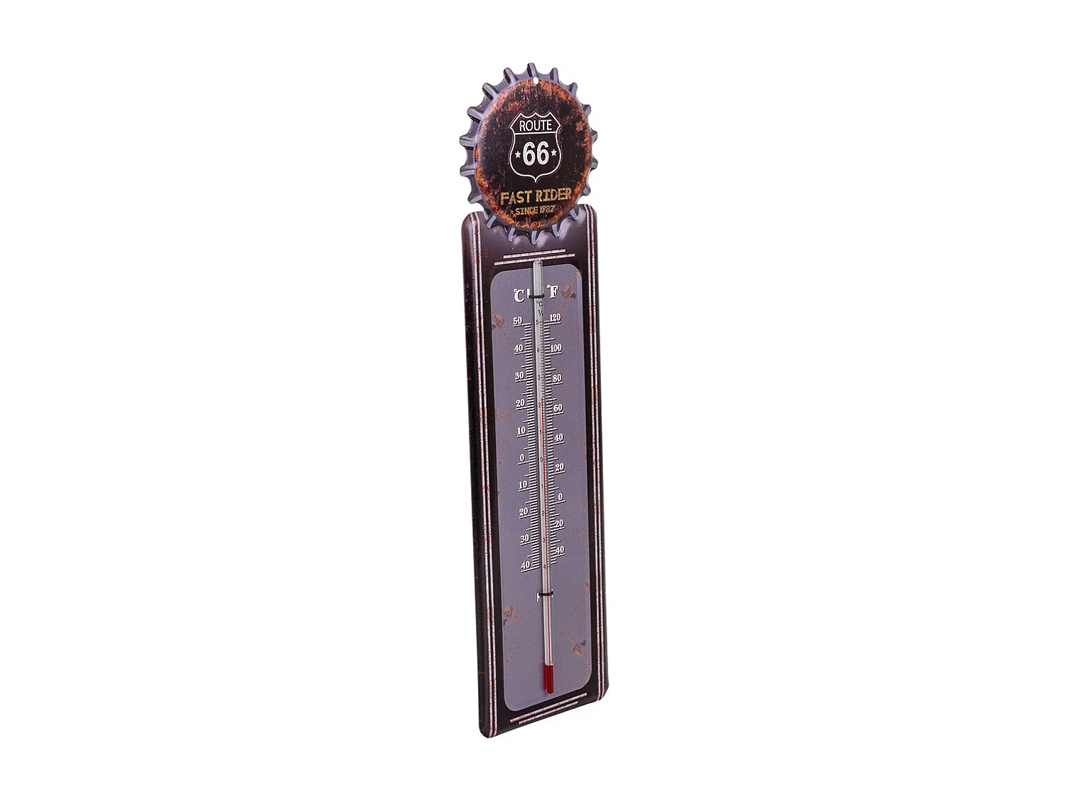 Wandthermometer aus schwarzem Metall, 47,5 x 15 x 1 h cm