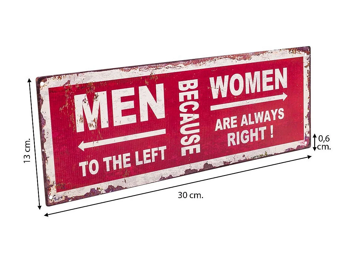 Placa de parede metálica vermelha 36x13x0,06