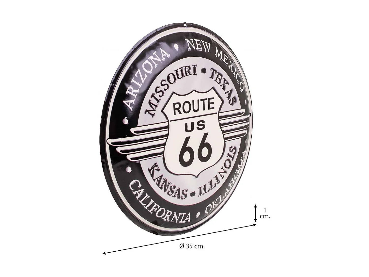 Placa de de pared de metal negra d35x1