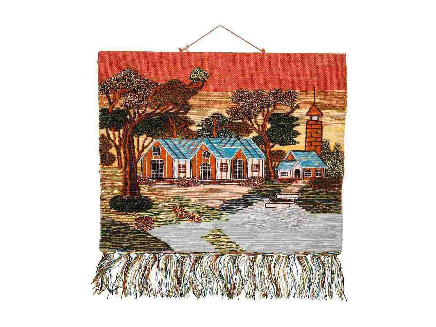 Tapeçaria decorativa de juta tecida 100x80cm