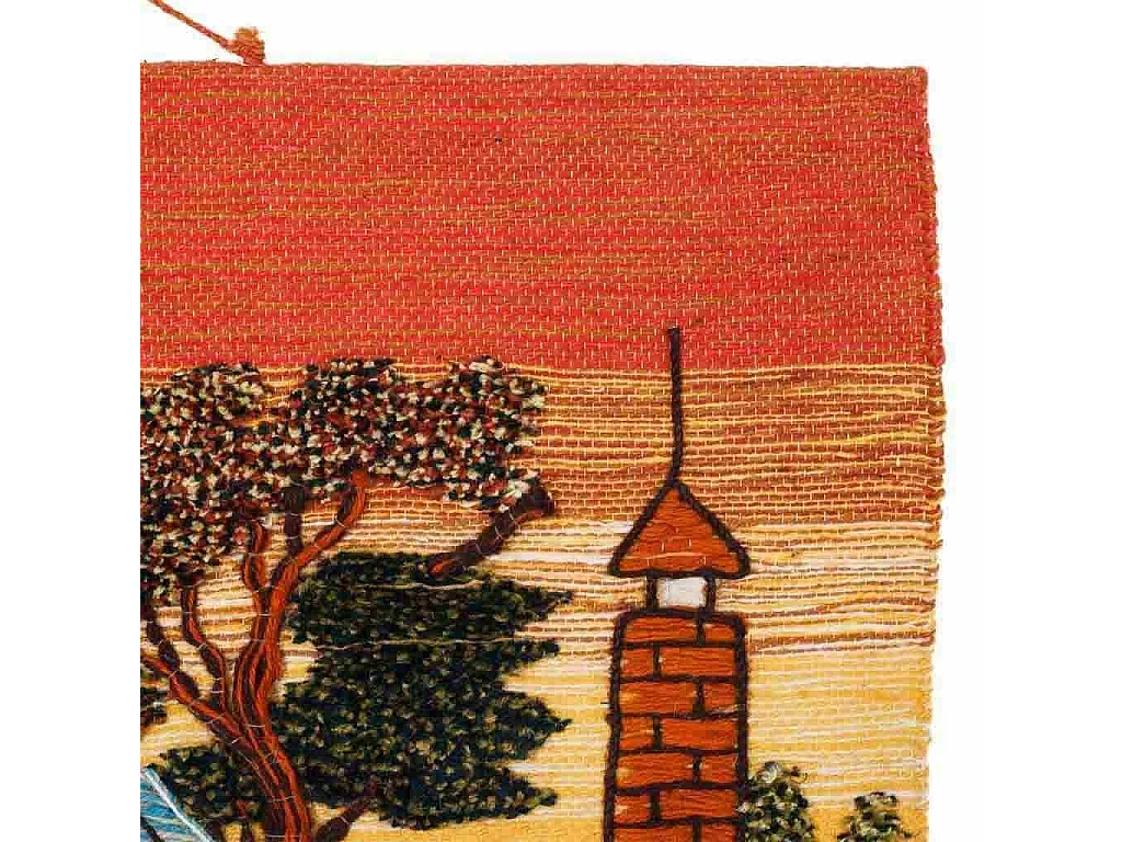 Tapeçaria decorativa de juta tecida 100x80cm