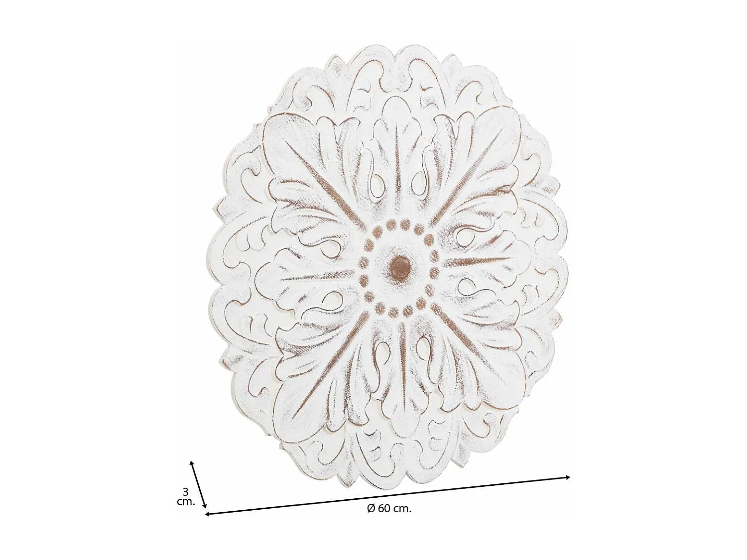 Weiß geschnitzte dekorative Holzplatte 60x3x60h cm