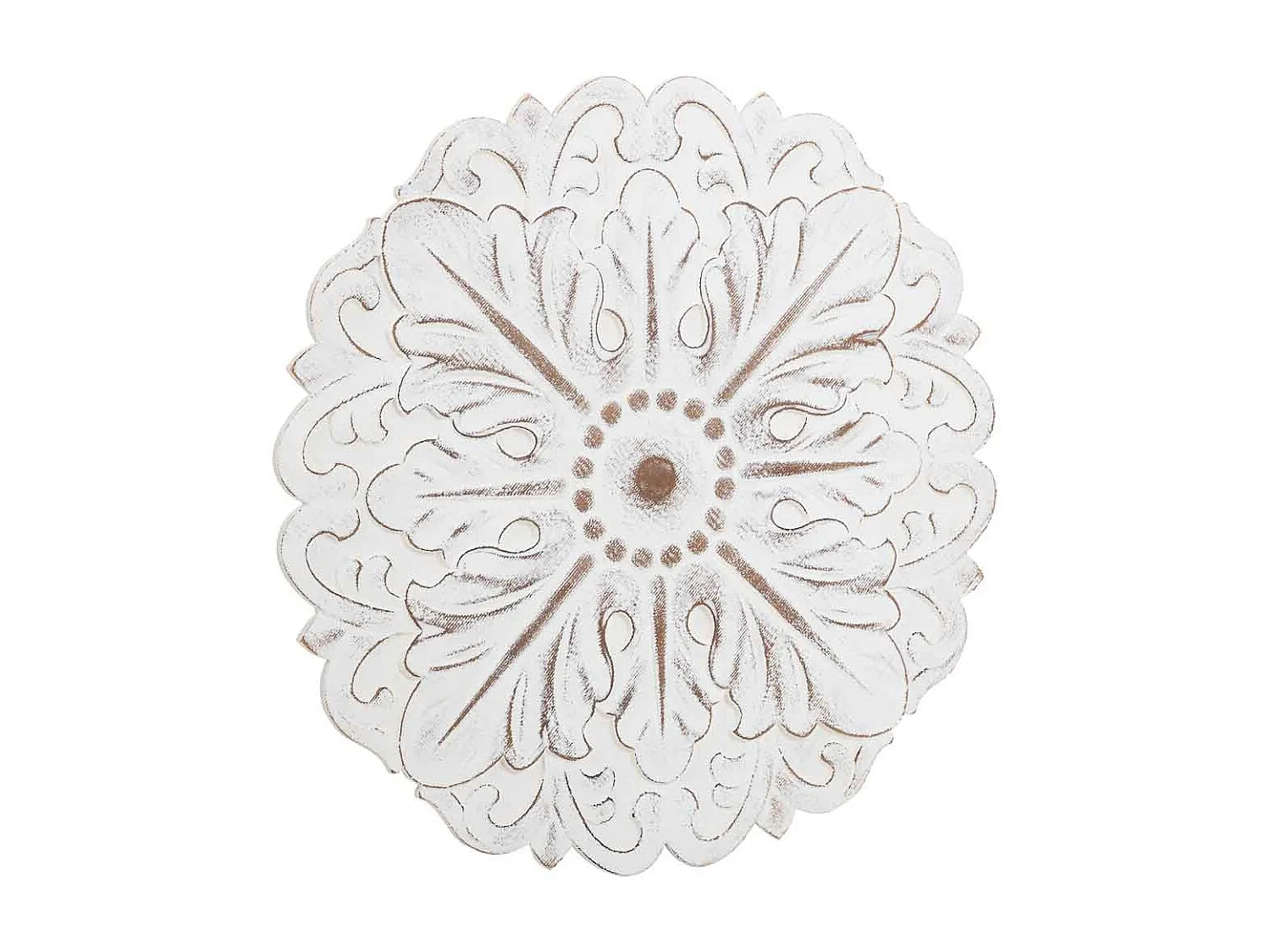 Painel decorativo em madeira entalhada branca 60x3x60