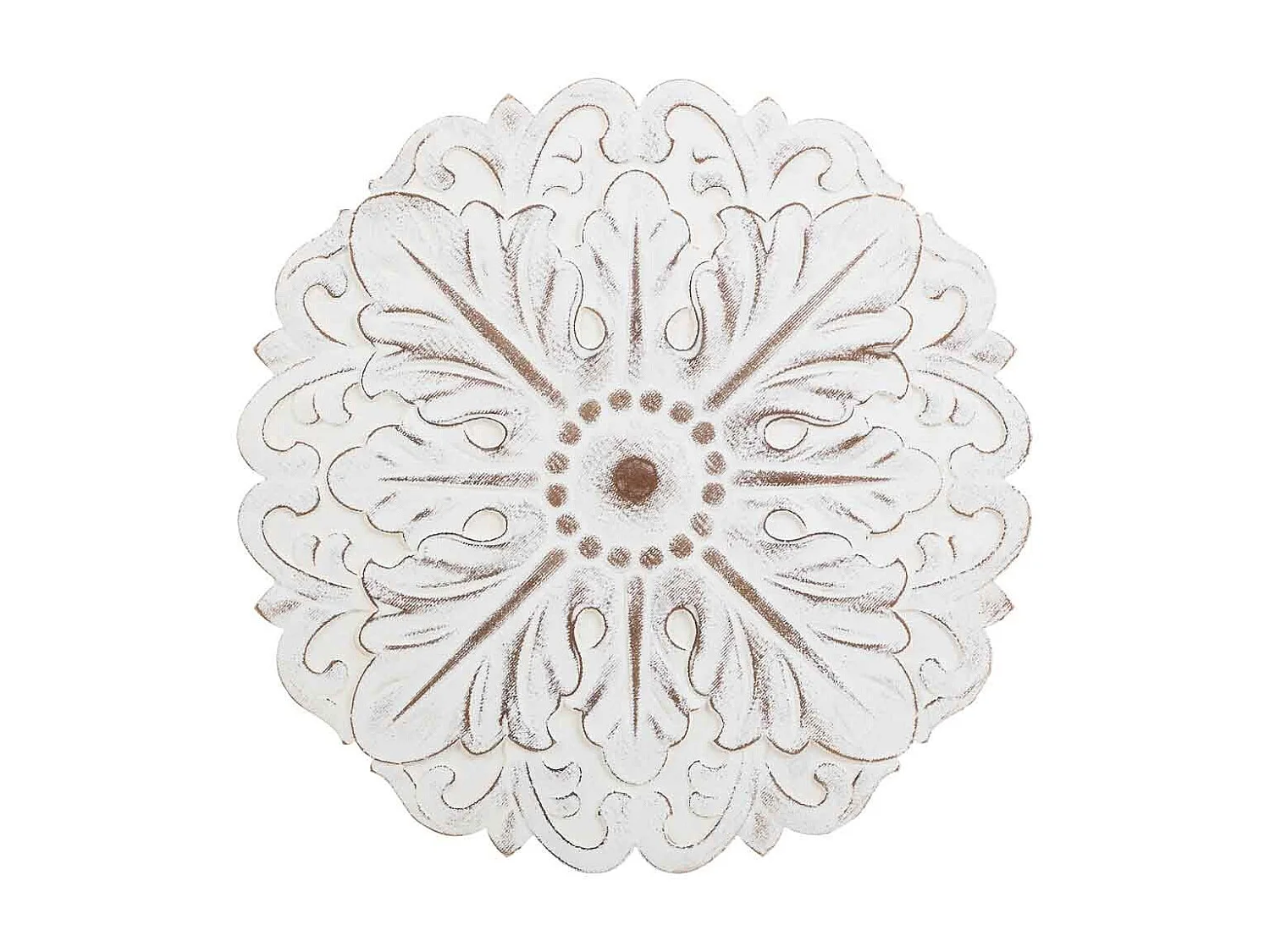 Painel decorativo em madeira entalhada branca 60x3x60