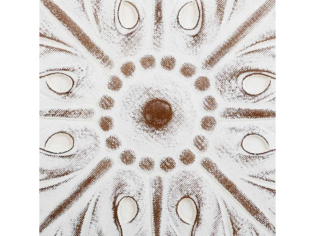 Painel decorativo em madeira entalhada branca 60x3x60