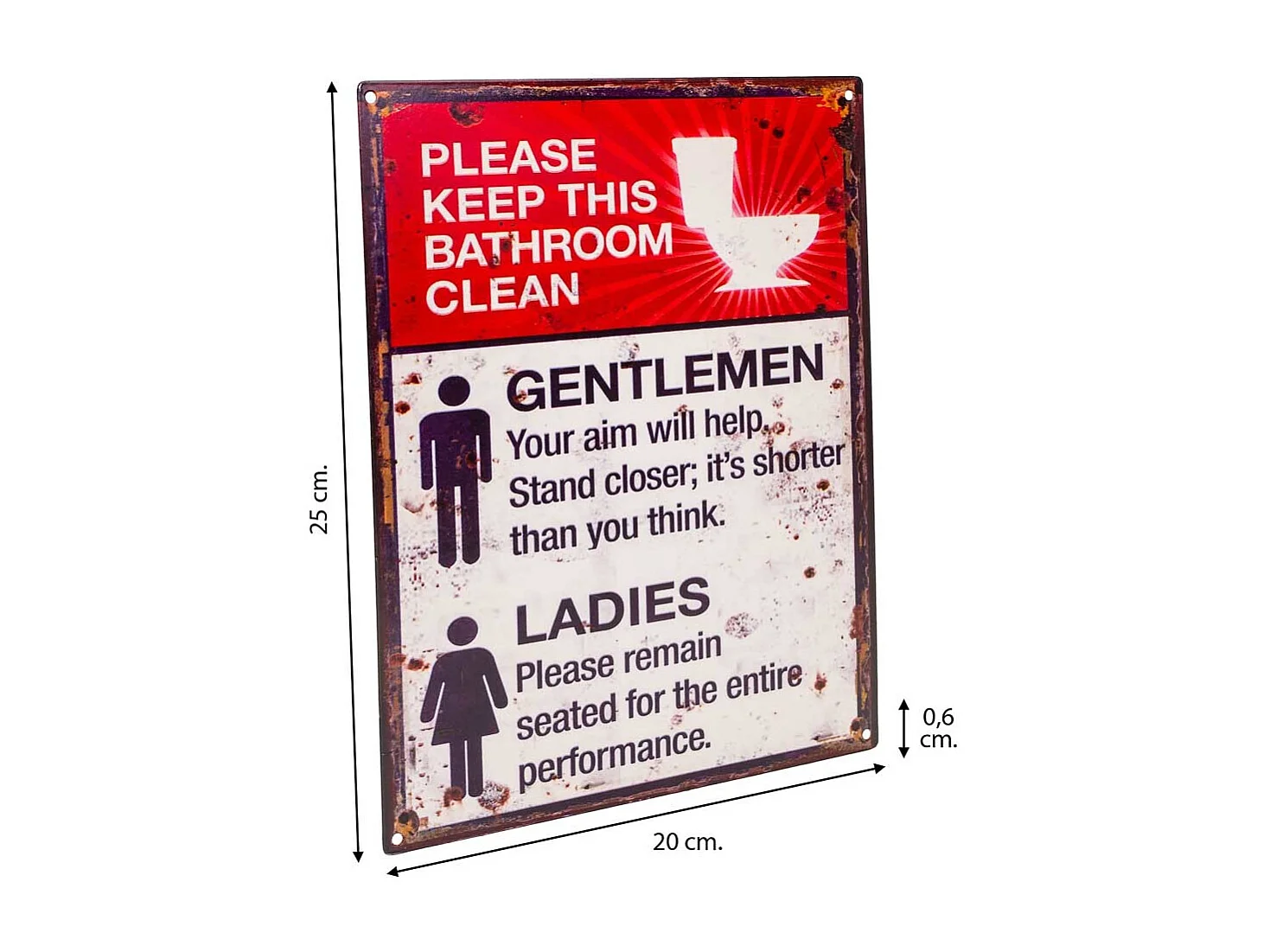 Rote Metallwandplatte 20x25x0,06h cm