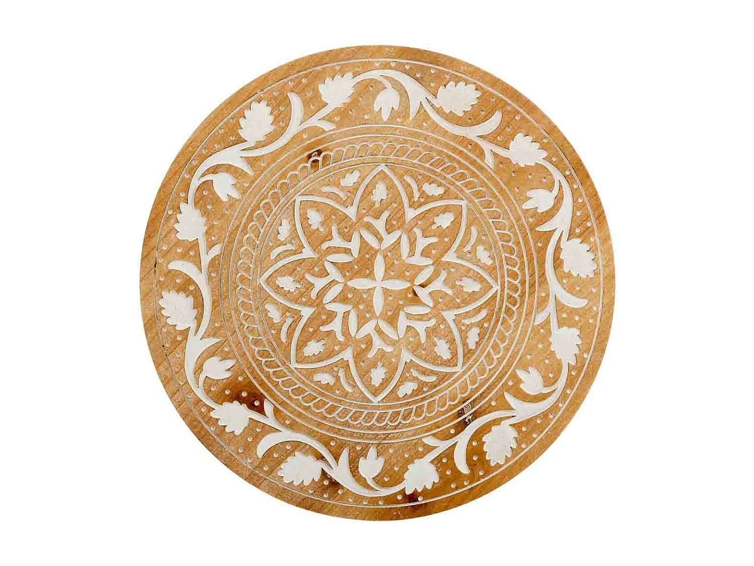 Braun geschnitzte dekorative Holzplatte 40x0,6x40h cm