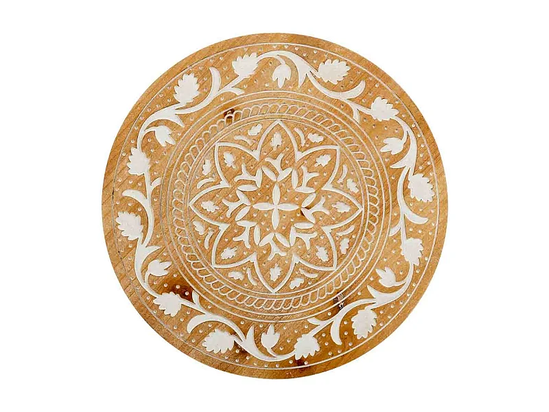 Braun geschnitzte dekorative Holzplatte 40x0,6x40h cm