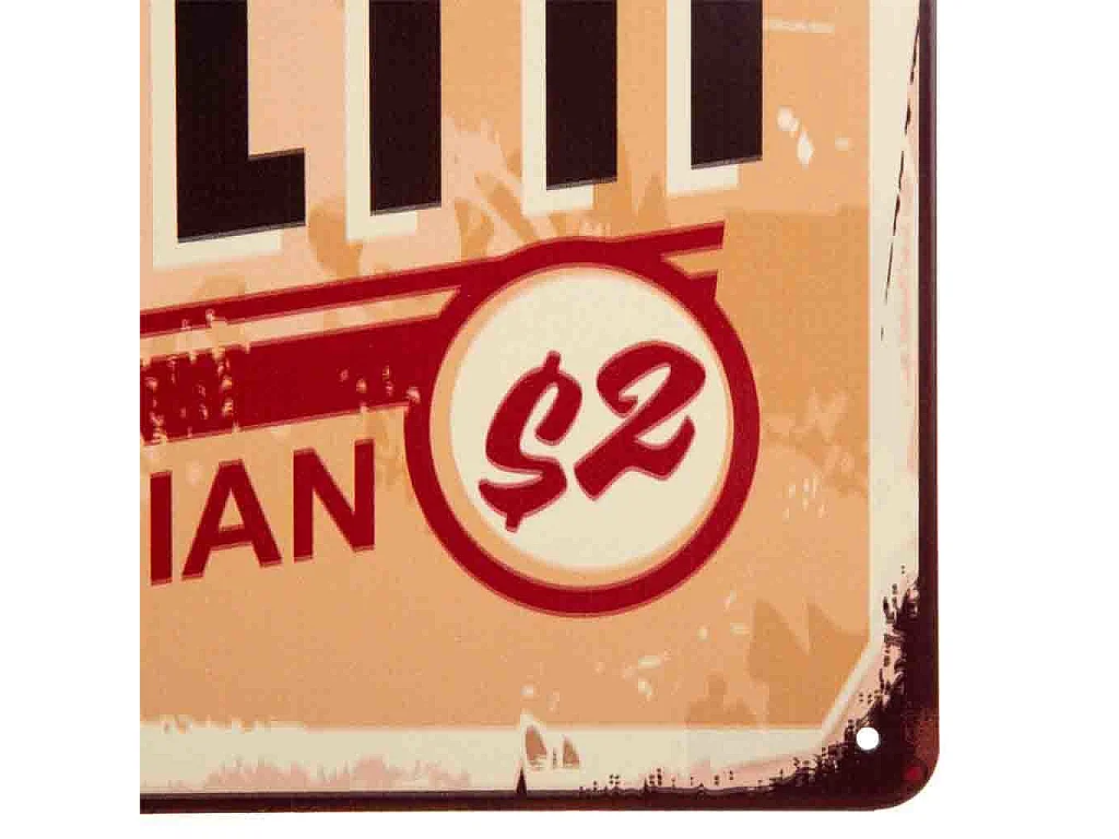 Placa metálica para decoração de parede 33x25x0,06