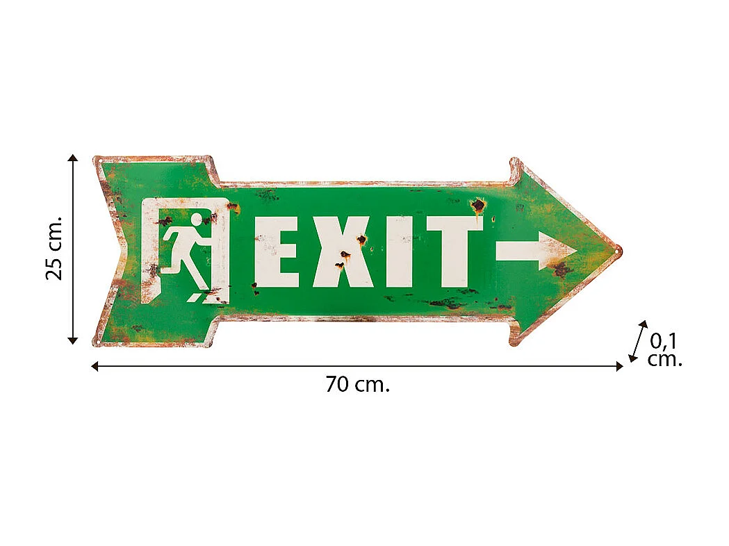 Placa de parede em metal verde 70x25x1
