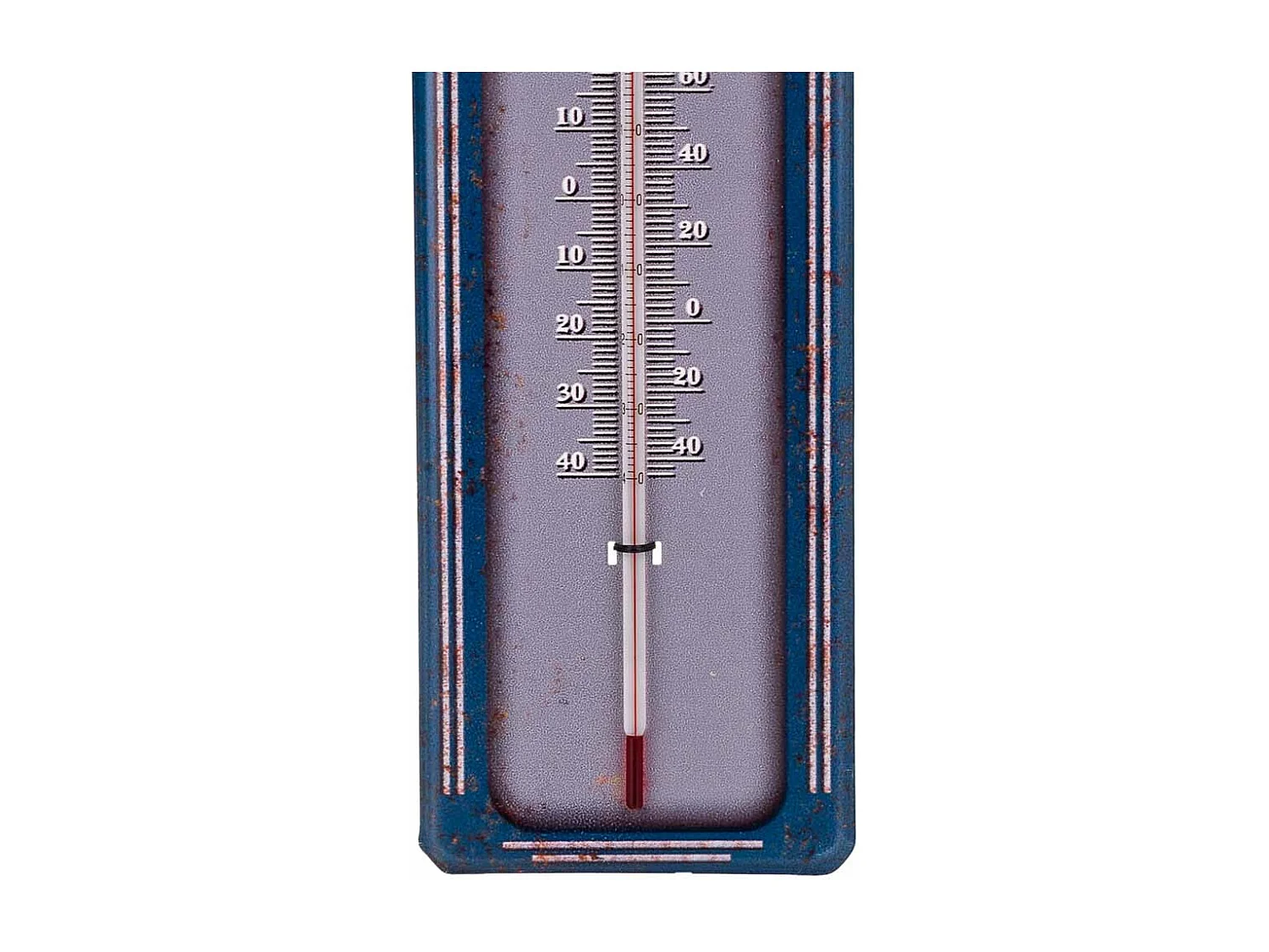 Blaues Metallwandthermometer 47,5x15x1h cm