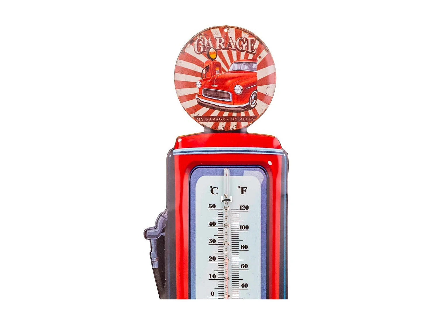 Thermomètre mural en métal rouge 47,5x15x1h