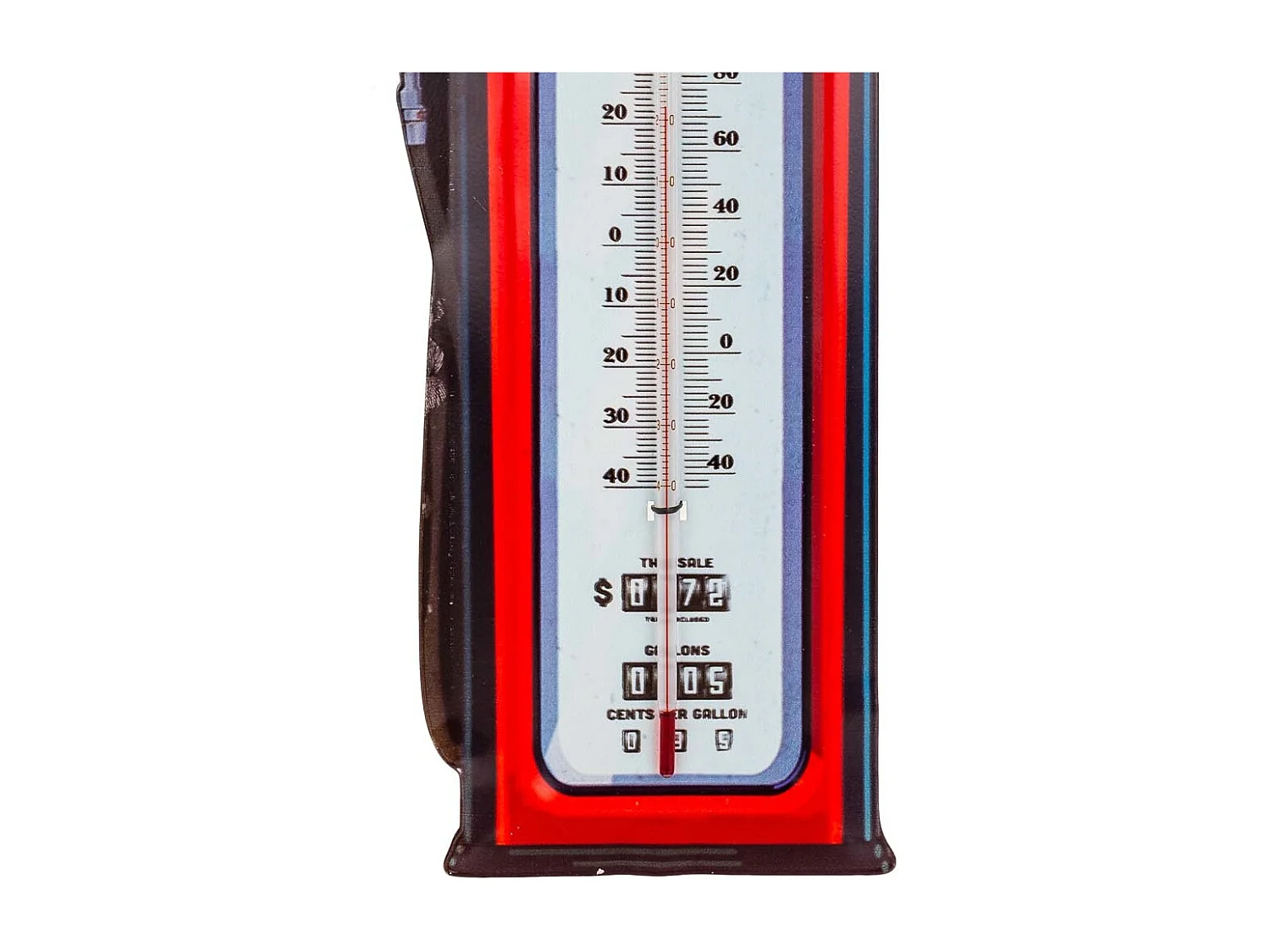 Thermomètre mural en métal rouge 47,5x15x1h