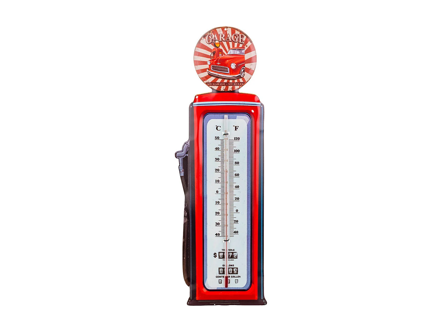 Termometro de pared de metal rojo 47,5x15x1