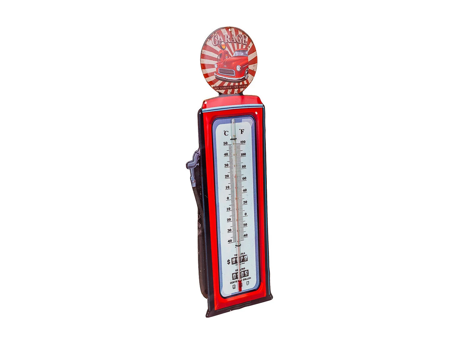 Termometro de pared de metal rojo 47,5x15x1