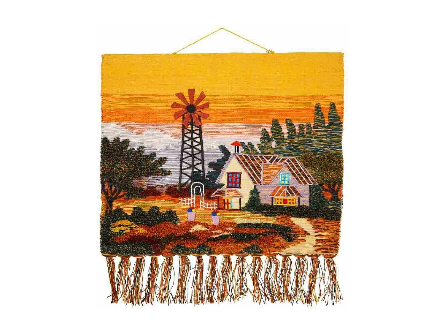 Tapeçaria decorativa de juta tecida 100x80cm