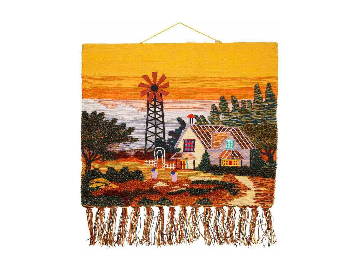 Tapeçaria decorativa de juta tecida 100x80cm