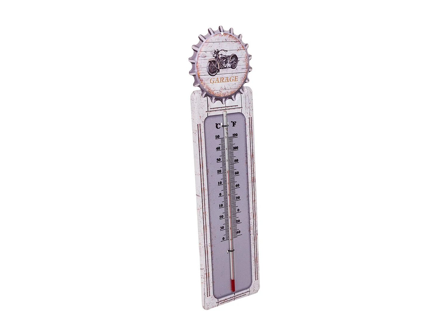 Wandthermometer aus weißem Metall, 47,5 x 15 x 1 h cm