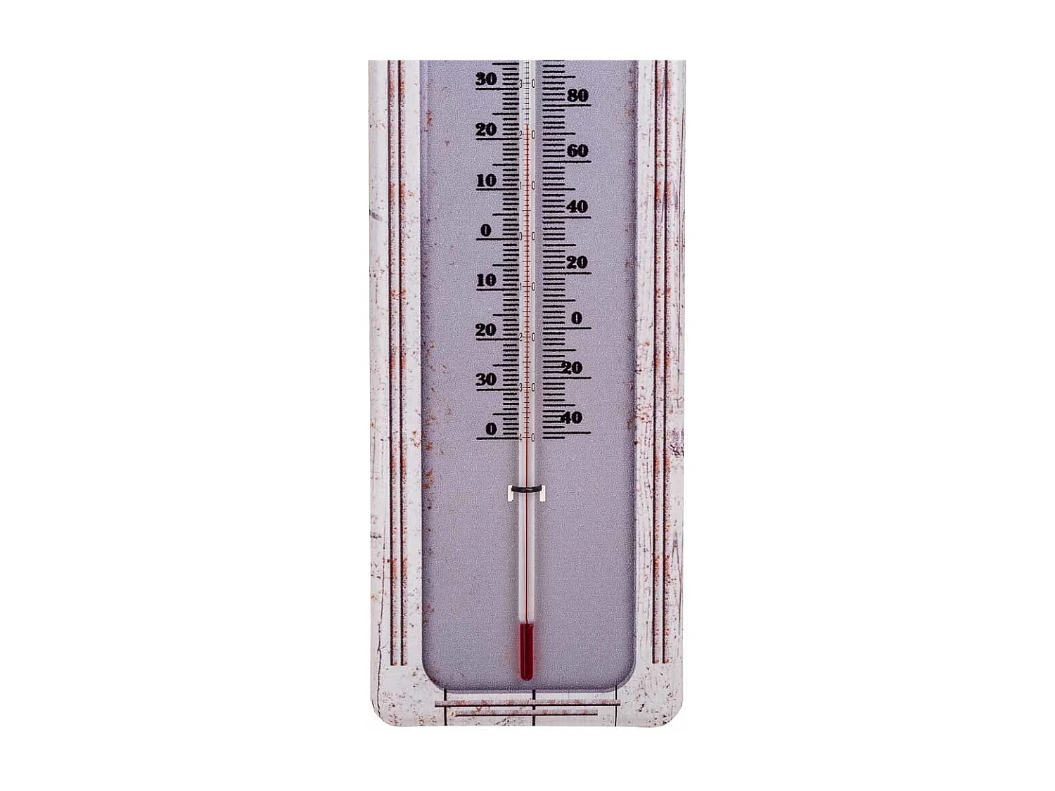 Wandthermometer aus weißem Metall, 47,5 x 15 x 1 h cm