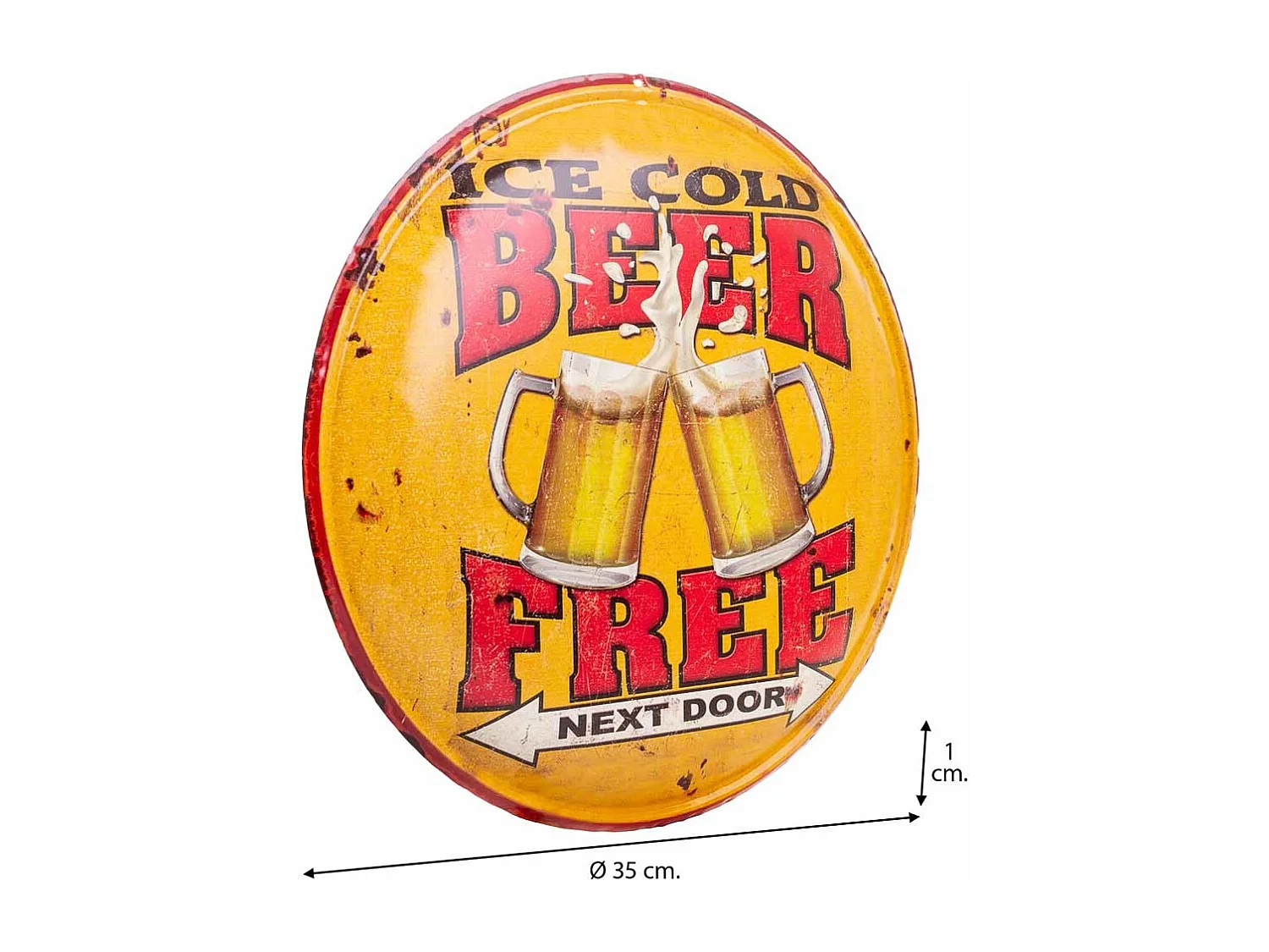 Placa de de pared de metal naranja d35x1