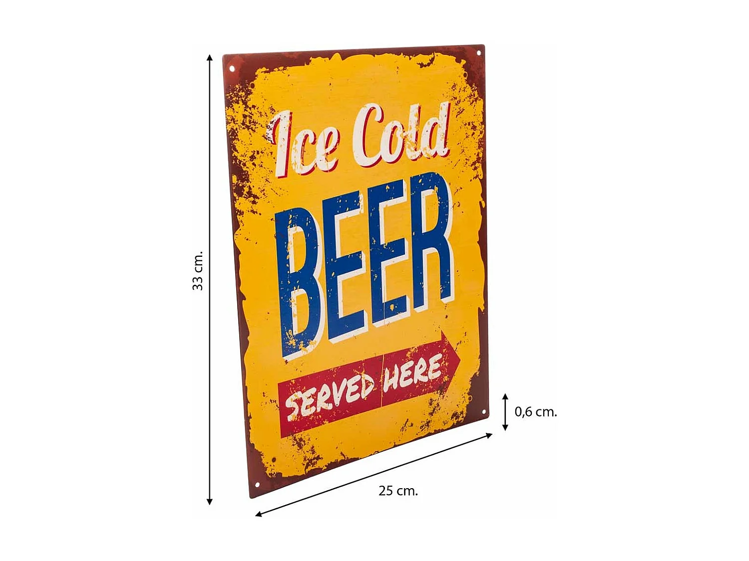 Orange Metallwandplatte 25x33x0,06h cm