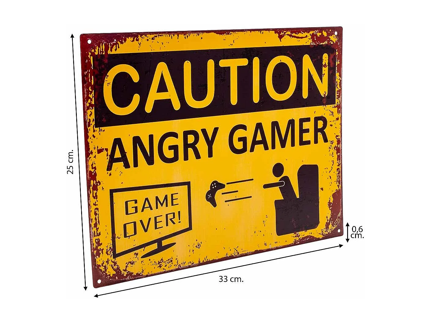 Gelbe Metallwandplatte 33x25x0,06h cm