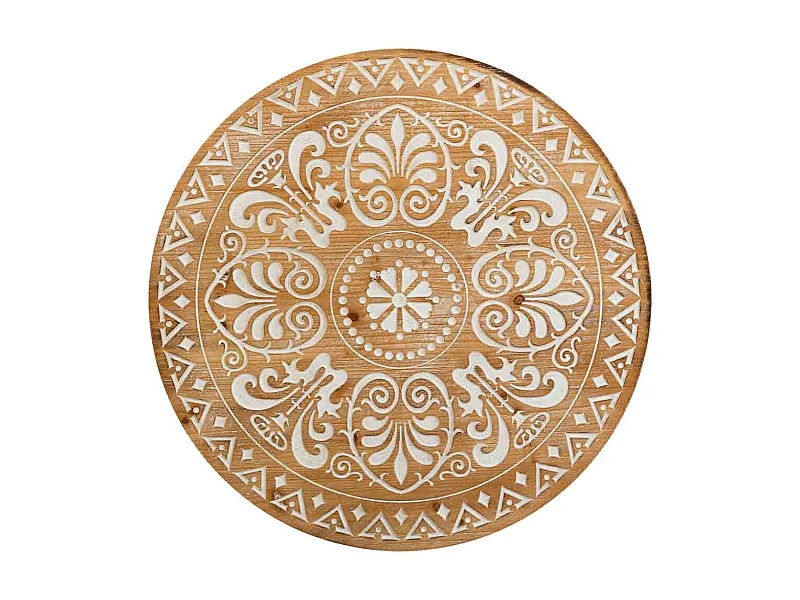 Braun geschnitzte dekorative Holzplatte 60x0,6x60h cm