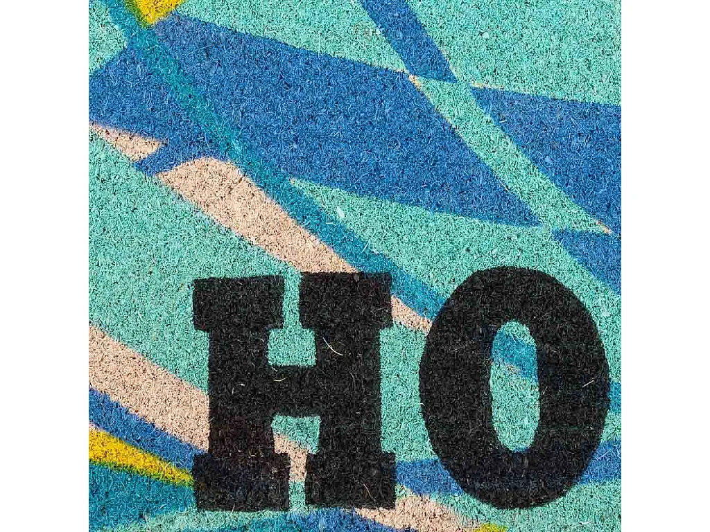 Blau und gelb bedruckte Kokosnuss-Fußmatte 45x75h cm