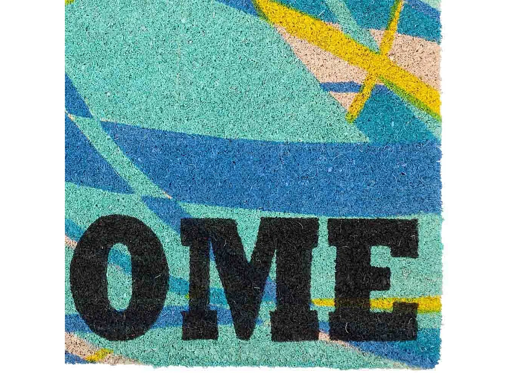 Blau und gelb bedruckte Kokosnuss-Fußmatte 45x75h cm