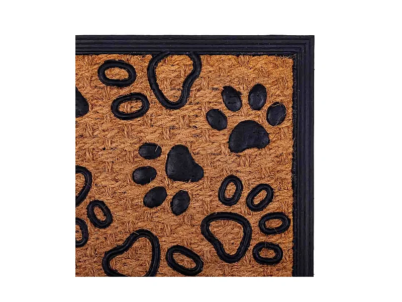 Capacho de borracha marrom e fibra natural 45x75