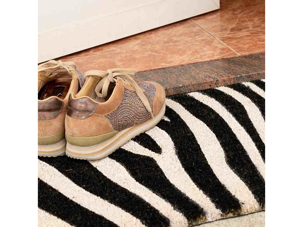 Paillasson en coco imprimé zèbre 45x75