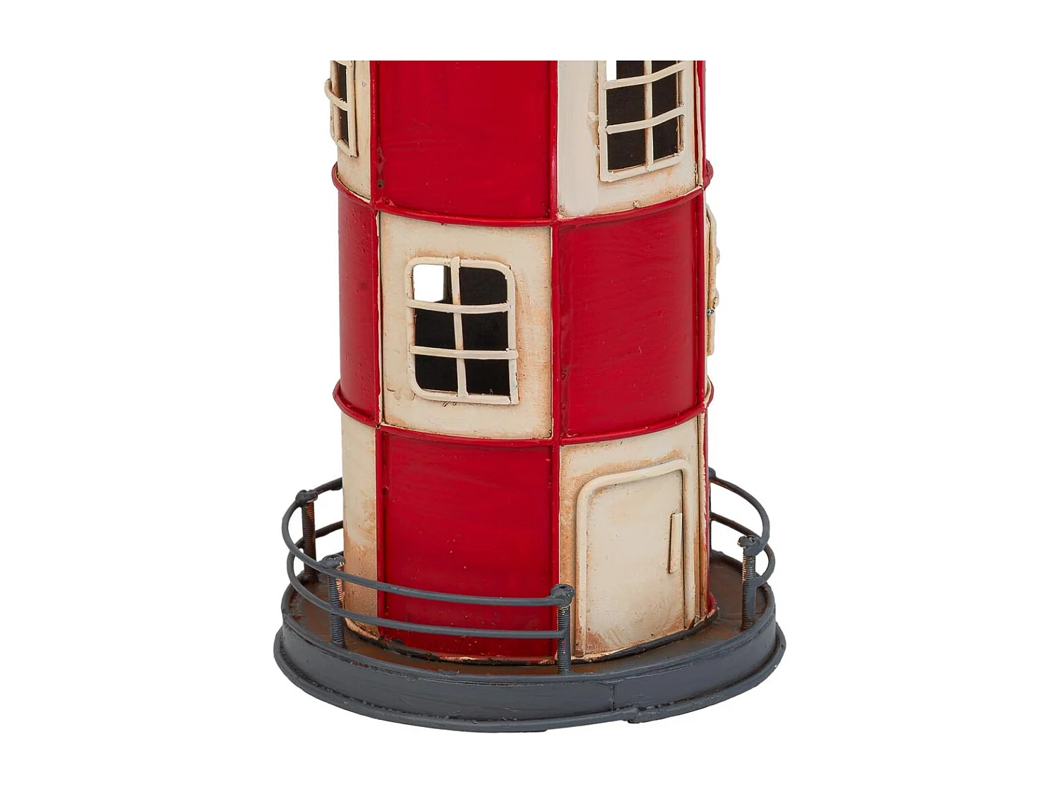 Rotes Metallsparschwein Leuchtturm 12x12x31h cm