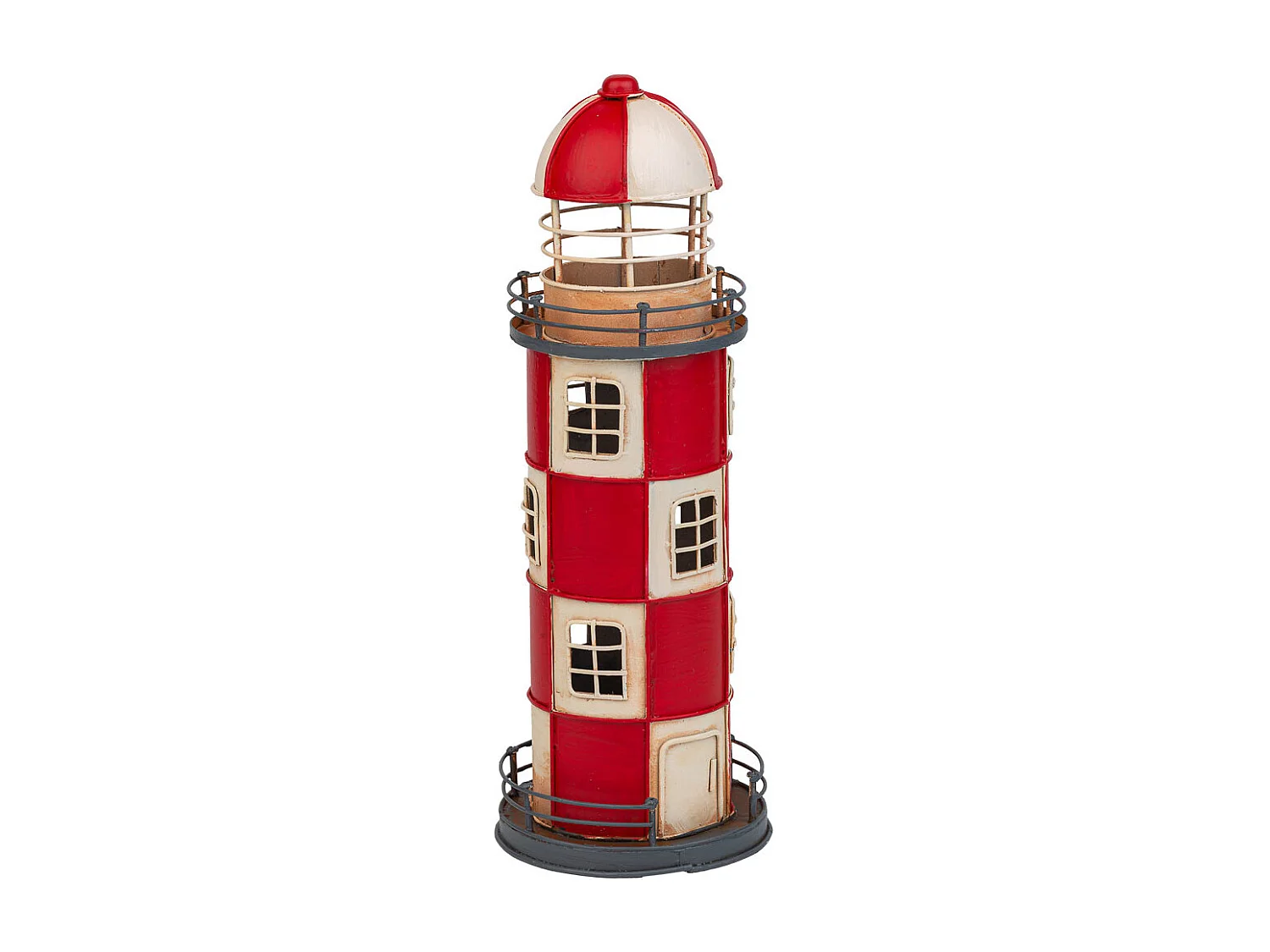 Faro hucha de metal rojo 12x12x31