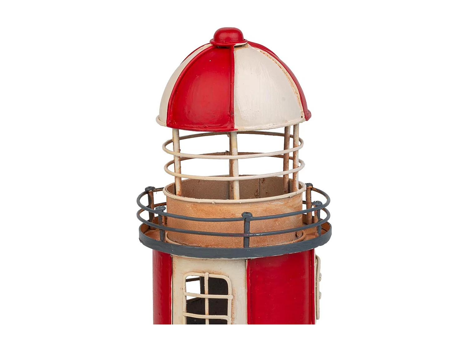 Faro hucha de metal rojo 12x12x31