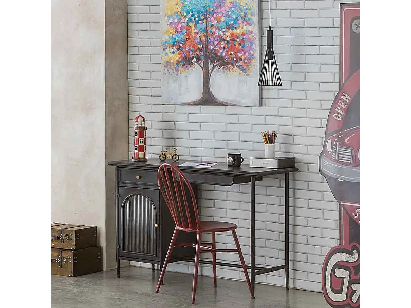 Faro hucha de metal rojo 12x12x31