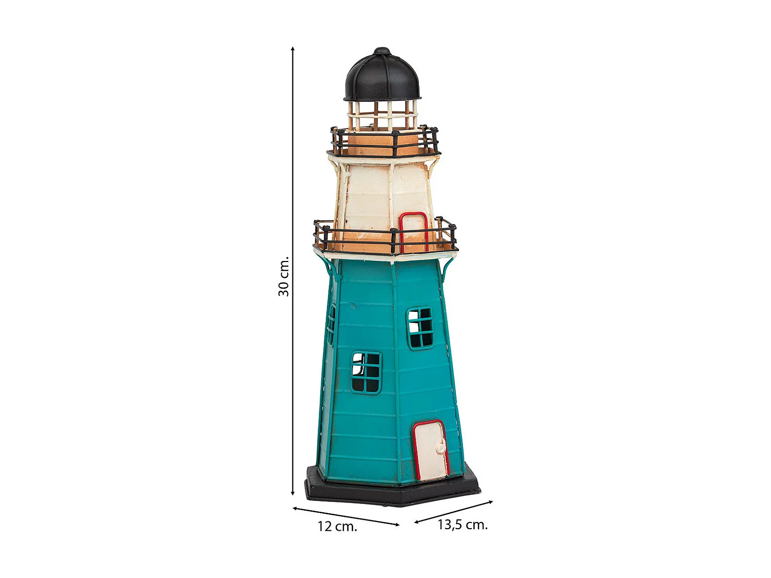 Faro hucha de metal azul 13.5x12x30