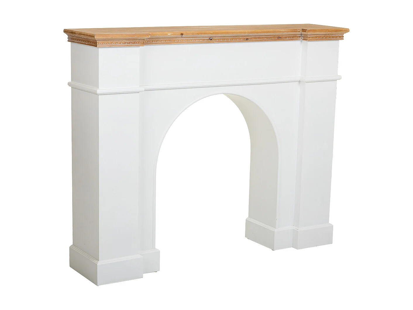 Cornice camino in legno bianco 125,5x29x101h