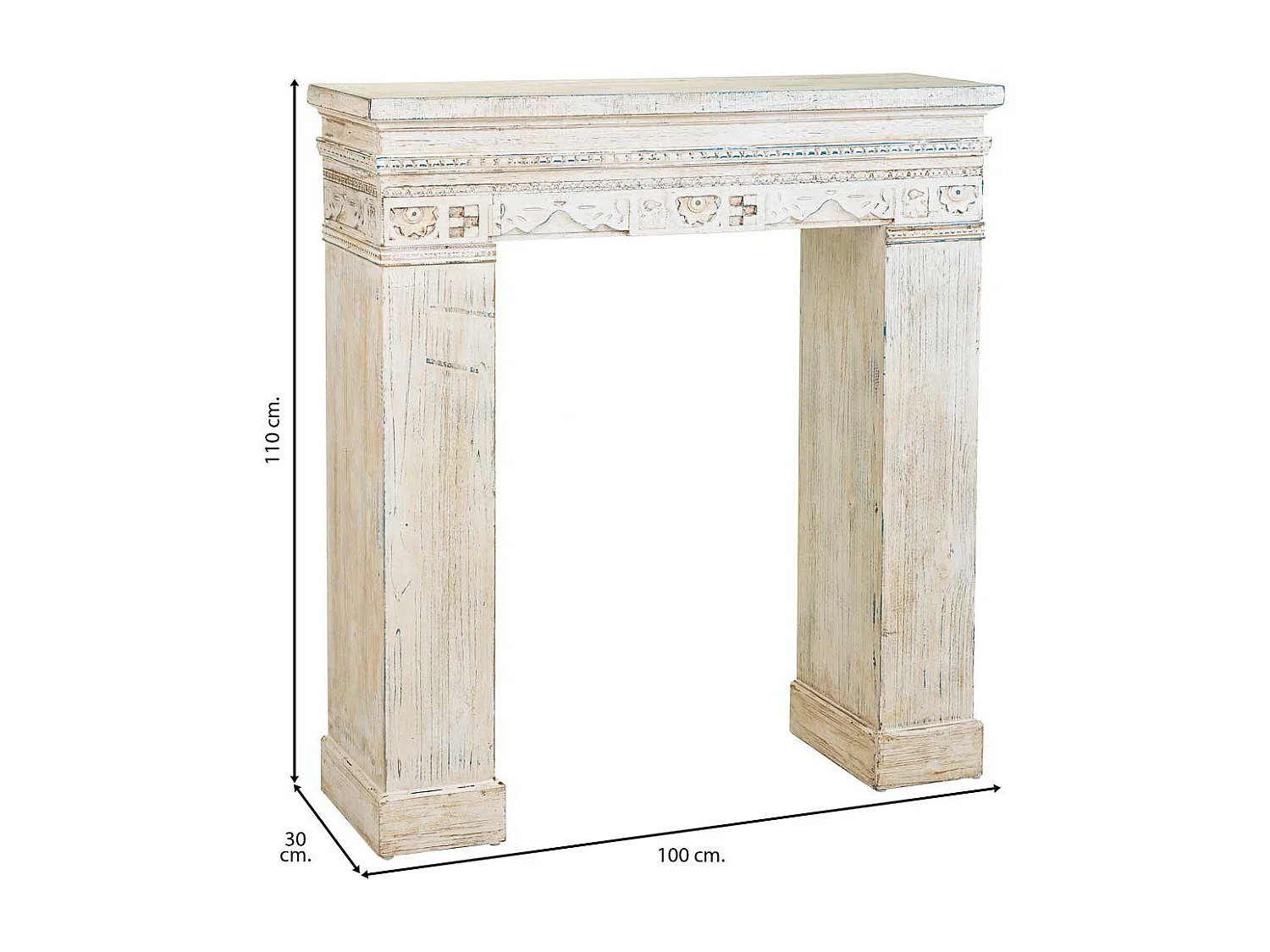Cadre de cheminée en bois blanc 100x30x110h