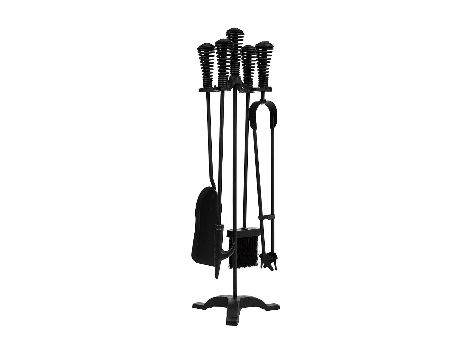 Schwarzes Kaminbesteck-Set aus Metall, 5-teilig, 19x19x65 cm