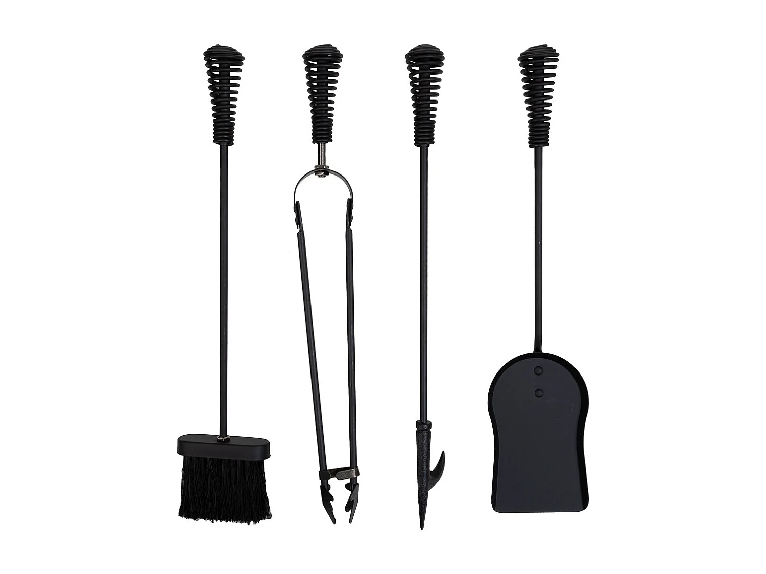 Set attrezzi per camino in metallo nero 5pz 19x19x65h cm