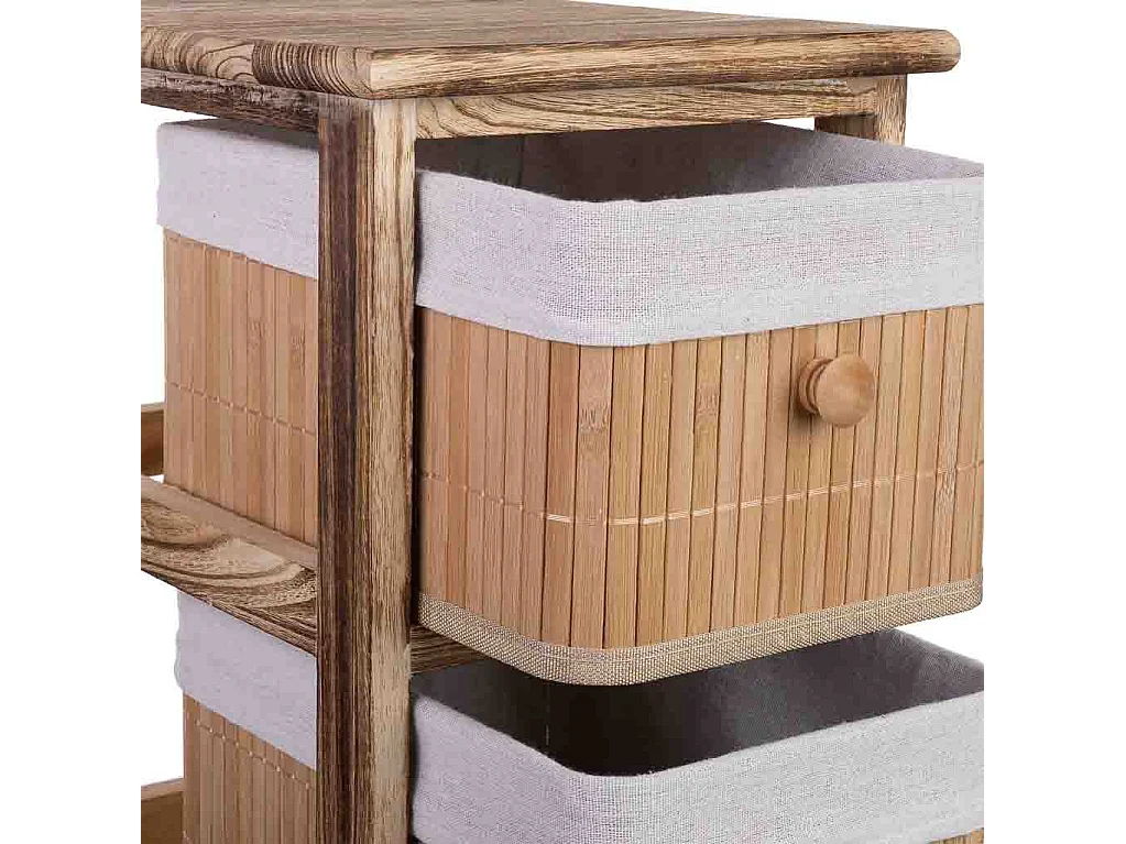 Cómoda de madeira com 4 gavetas forradas a bambu 26x32x81