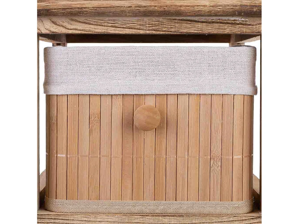 Cómoda de madeira com 4 gavetas forradas a bambu 26x32x81